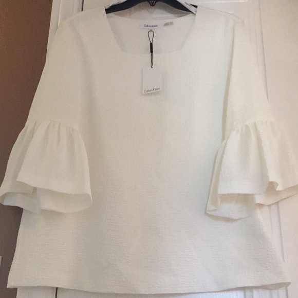 NEW Calvin Klein White Blouse Size M Top - Picture 4 of 4